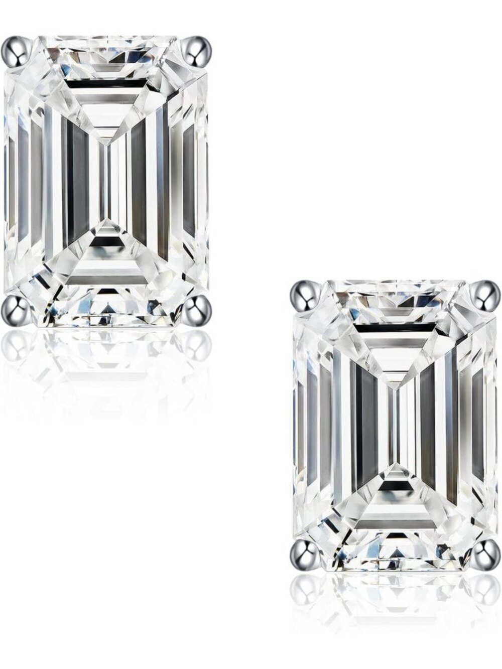 Elegant Emerald Cut Moissanite Earrings, 925 Sterling Silver, 0.8-2CT Sparkle